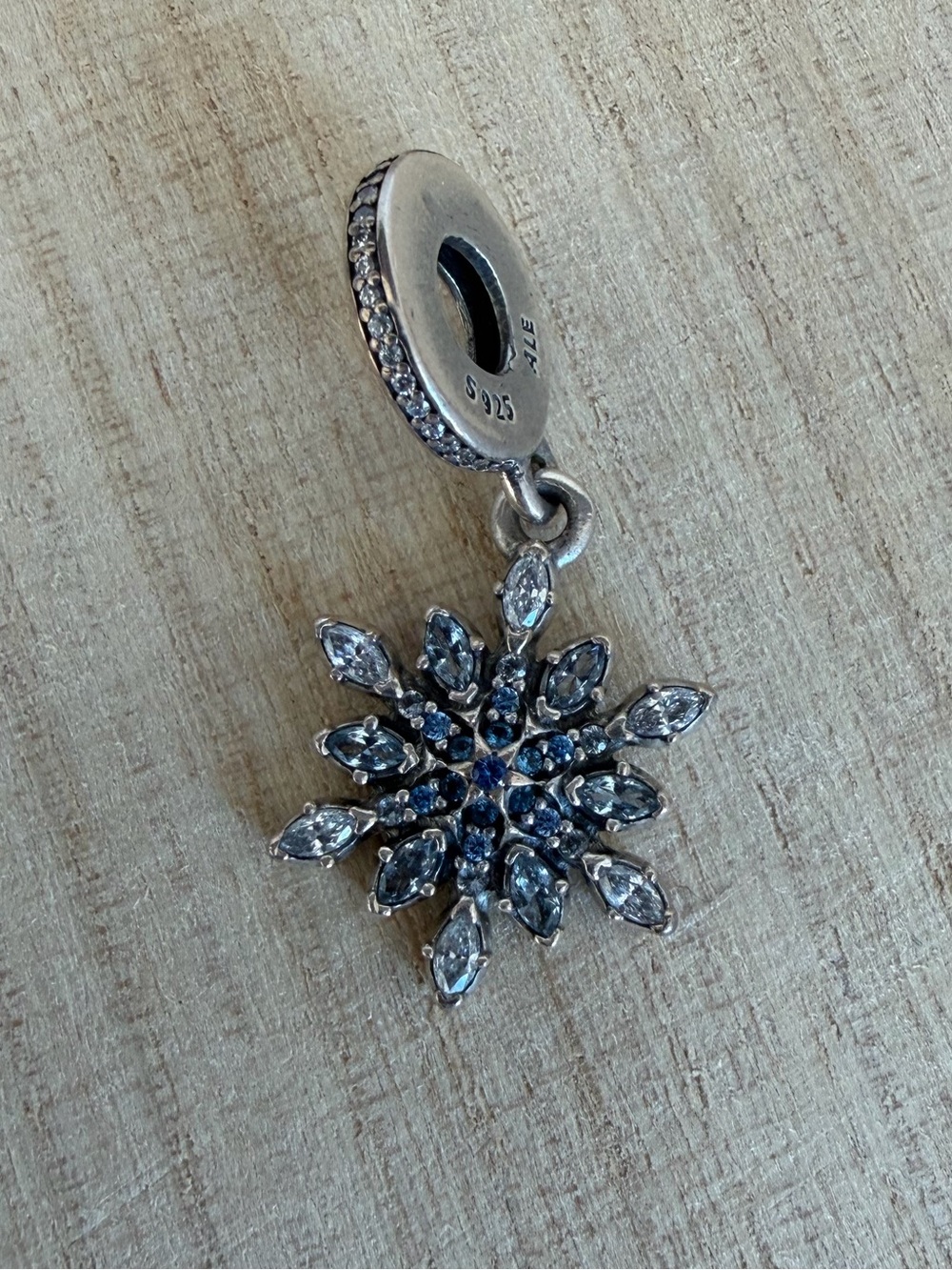 Pandora Blue Snowflake Dangle Charm Sterling Silver S925 ALE